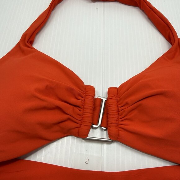 Calia Swim Two Piece Bikini Set Small Red Halter Top Mid Rise Bottoms NWT - Picture 5 of 9